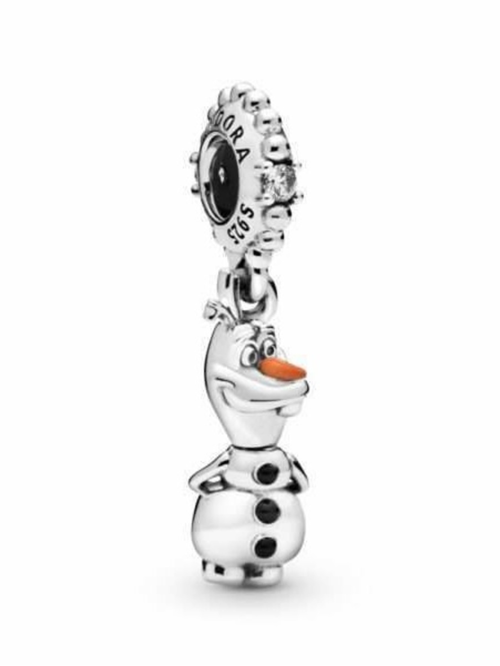 Pandora Silver Olaf Charm with Orange Enamel Nose